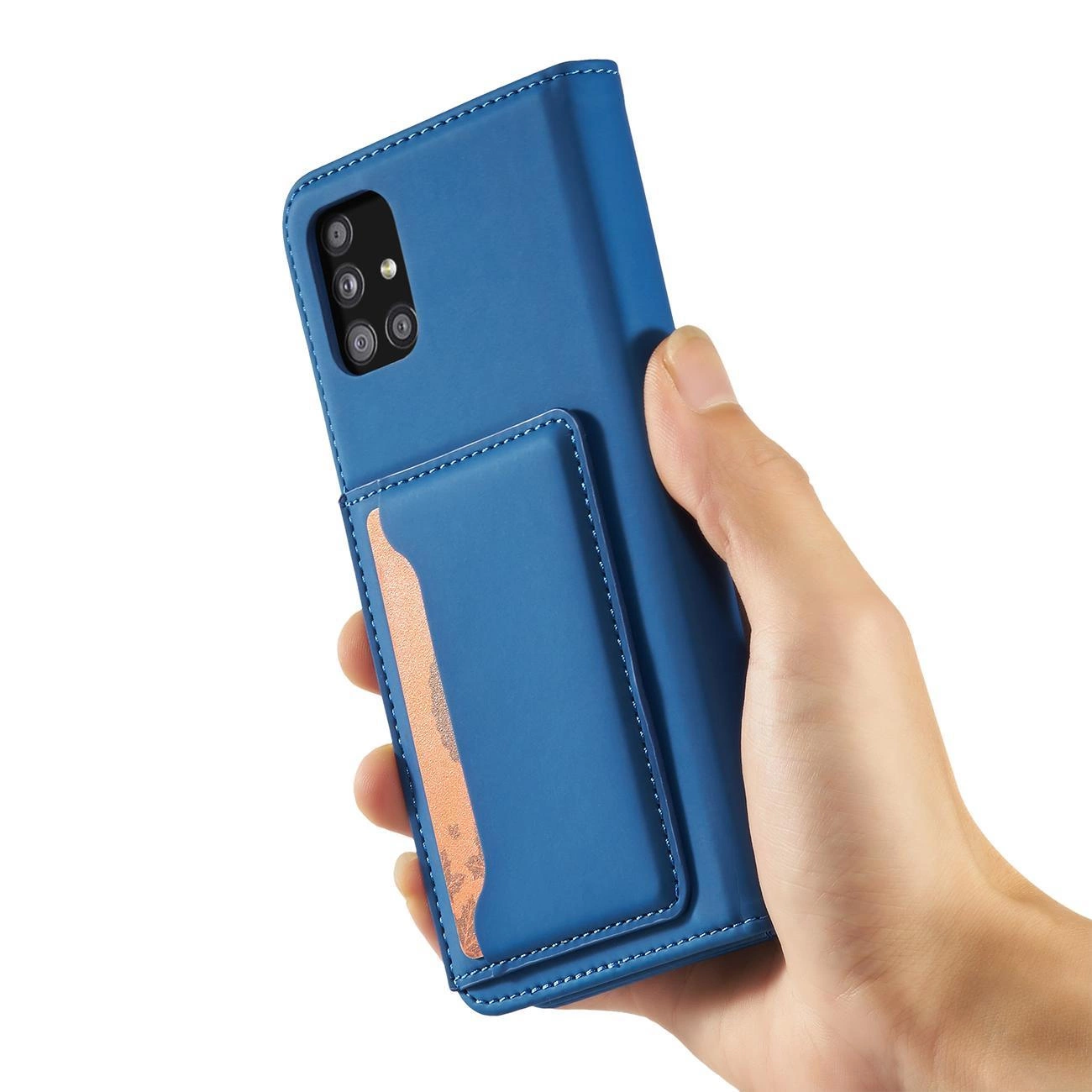 Magnetinis kortelių dėklas Samsung Galaxy A13 5G dėklas su kortelių laikikliu mėlynas - Image 14
