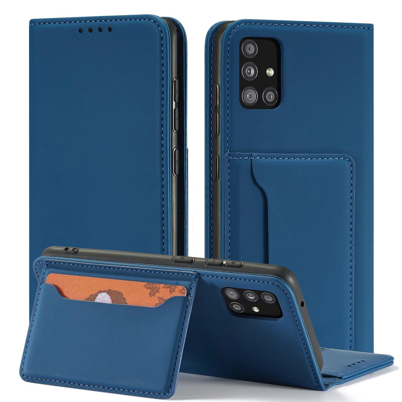 Magnetinis kortelių dėklas Samsung Galaxy A13 5G dėklas su kortelių laikikliu mėlynas - Image 2