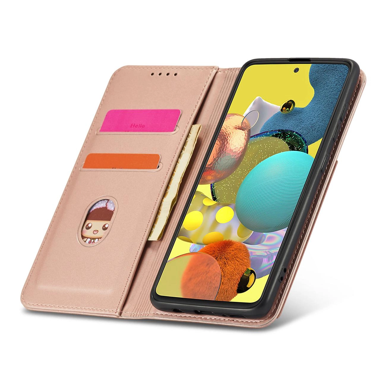 Magnetinis kortelių dėklas Xiaomi Redmi Note 11 Pro piniginė kortelių laikiklis rožinė - Image 10