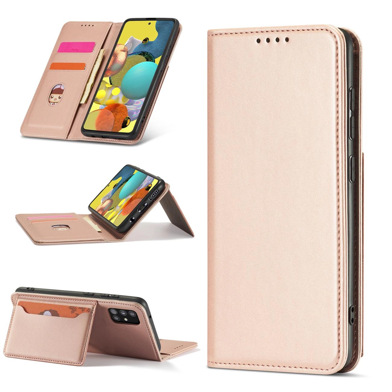 Magnetinis kortelių dėklas Xiaomi Redmi Note 11 Pro piniginė kortelių laikiklis rožinė - Image 3