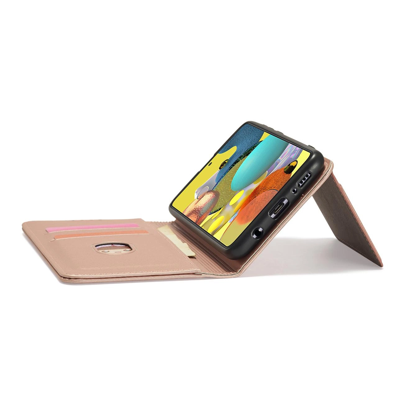 Magnetinis kortelių dėklas Xiaomi Redmi Note 11 Pro piniginė kortelių laikiklis rožinė - Image 9
