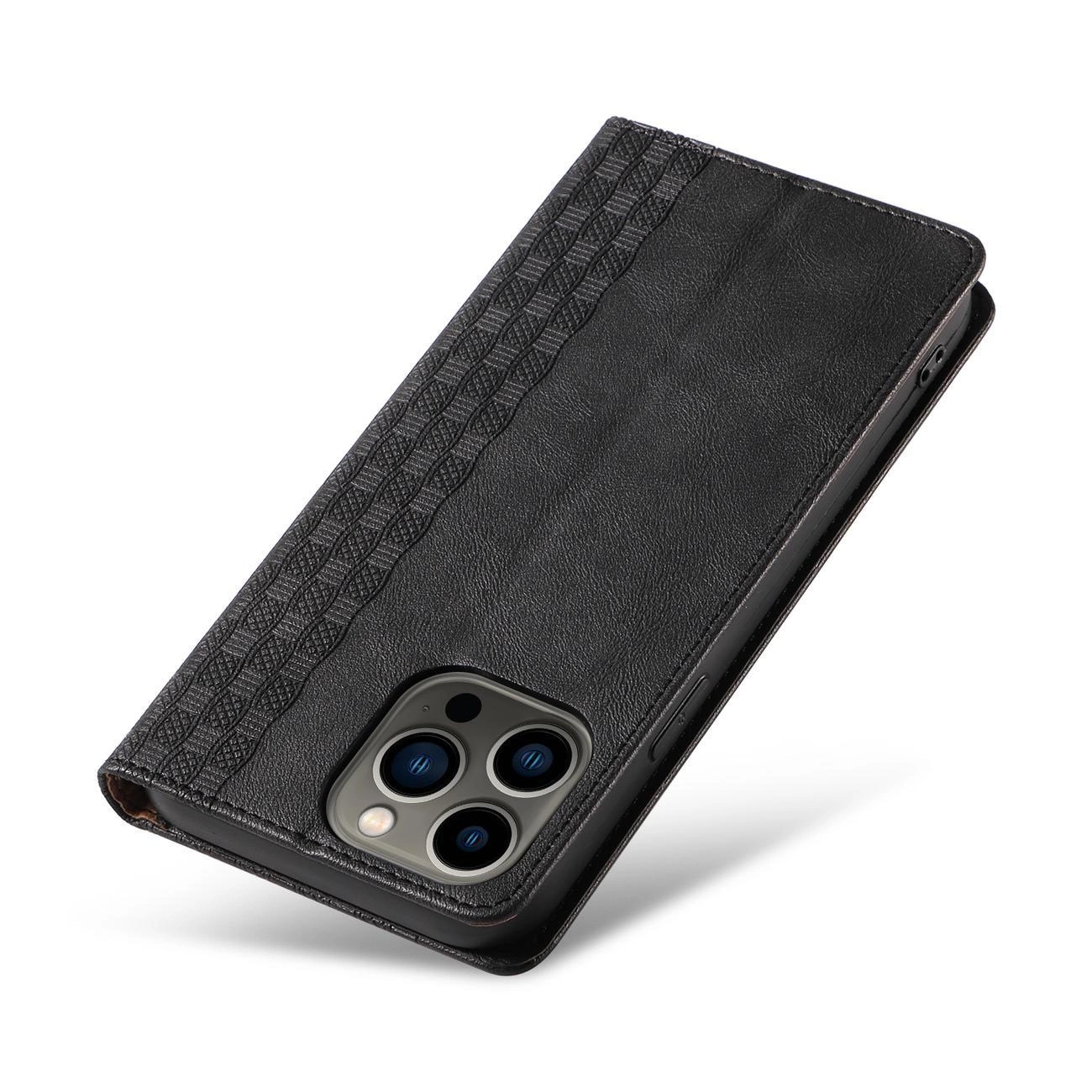 Magnetinis dirželio dėklas iPhone 12 Pro Max piniginė + mini pakabukas juoda - Image 11