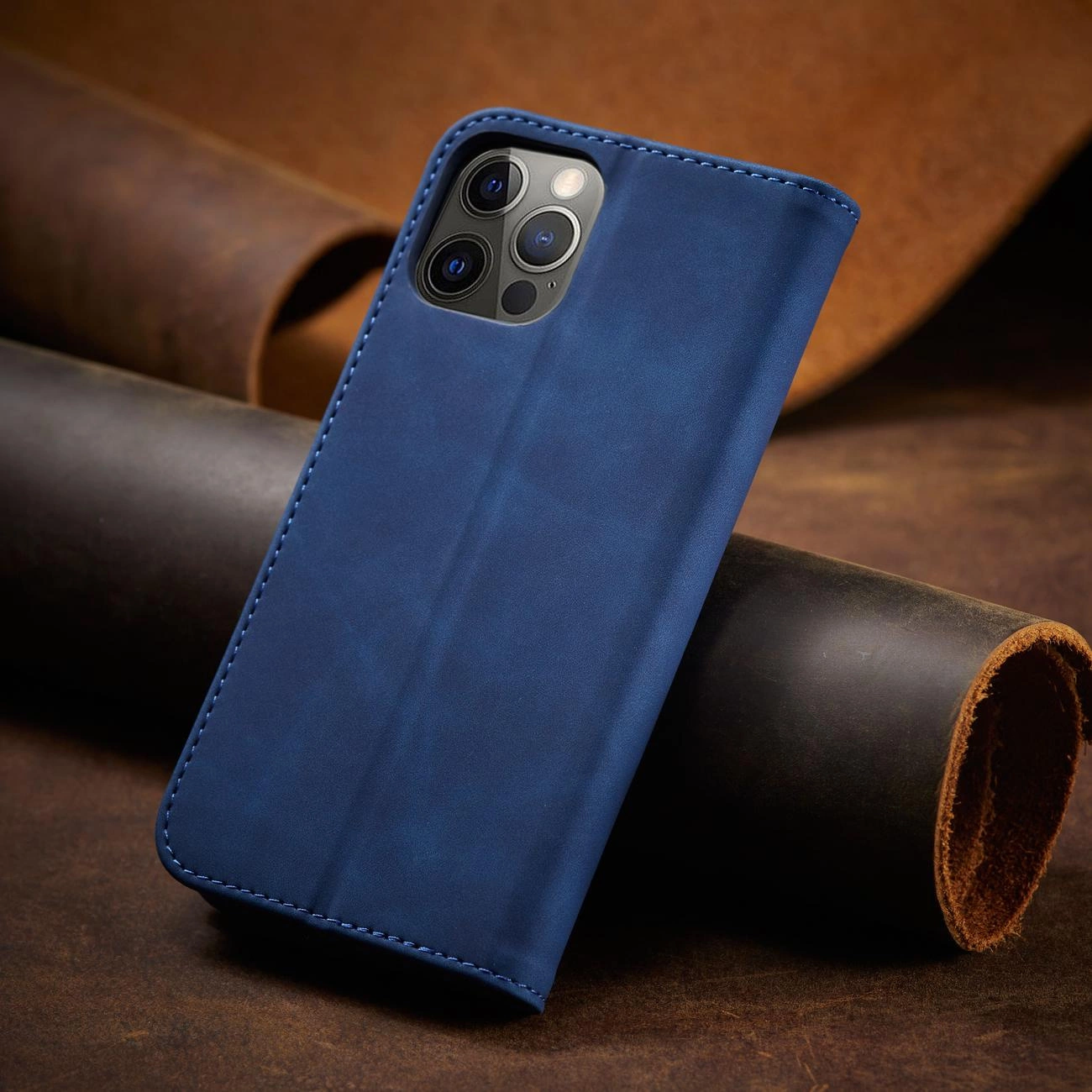 Magnetinis elegantiškas dėklas iPhone 12 Pro dėklas kortelių laikiklis mėlyna - Image 12