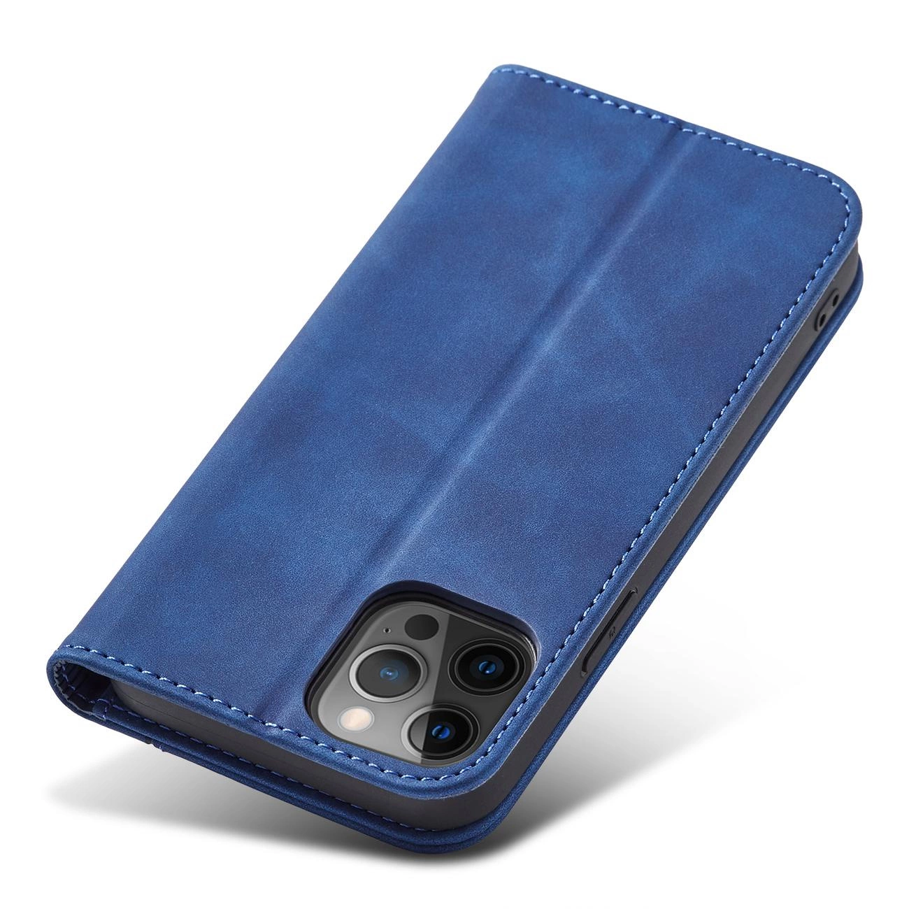 Magnetinis elegantiškas dėklas iPhone 12 Pro Max piniginė kortelių laikiklis mėlyna - Image 5