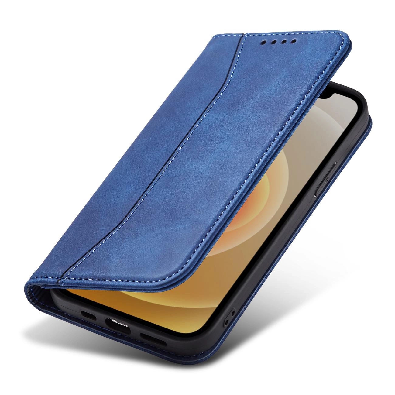 Magnetinis elegantiškas dėklas iPhone 12 Pro Max piniginė kortelių laikiklis mėlyna - Image 6
