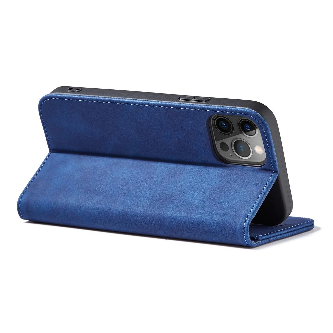 Magnetinis elegantiškas dėklas iPhone 12 Pro Max piniginė kortelių laikiklis mėlyna - Image 8