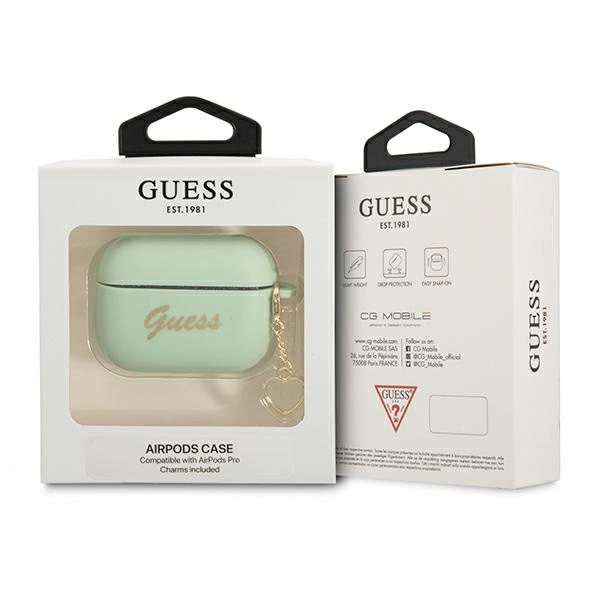 Guess GUAPLSCHSN AirPods Pro dėklas - žalias silikoninis Heart kolekcija - Image 3