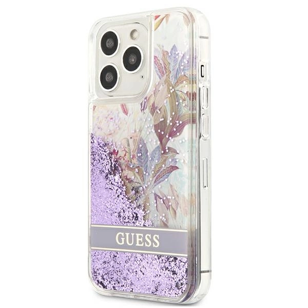 Guess GUHCP13LLFLSU iPhone 13 Pro / 13 6,1" violetinis hardcase Flower Liquid Glitter - Image 2