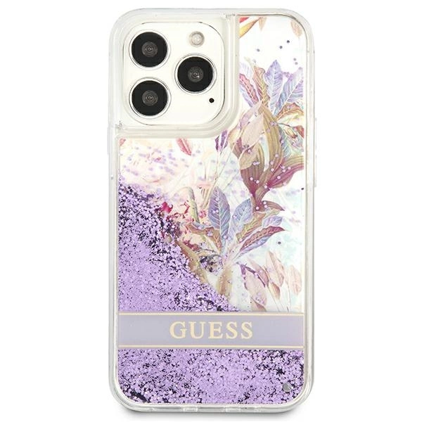 Guess GUHCP13LLFLSU iPhone 13 Pro / 13 6,1" violetinis hardcase Flower Liquid Glitter - Image 3