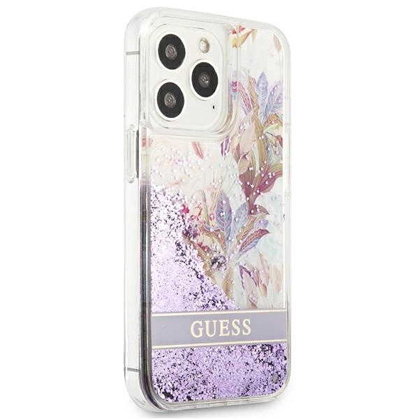 Guess GUHCP13LLFLSU iPhone 13 Pro / 13 6,1" violetinis hardcase Flower Liquid Glitter - Image 4