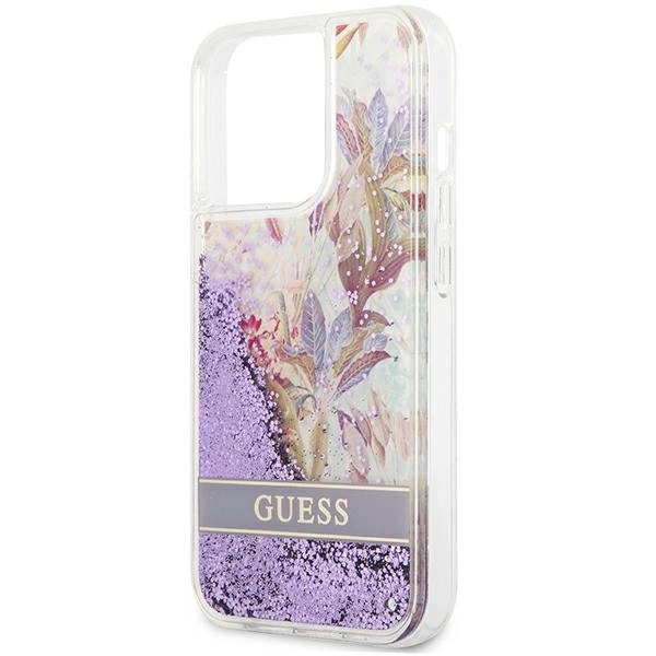 Guess GUHCP13LLFLSU iPhone 13 Pro / 13 6,1" violetinis hardcase Flower Liquid Glitter - Image 6