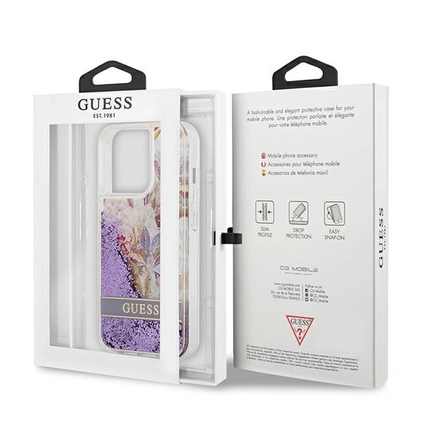 Guess GUHCP13LLFLSU iPhone 13 Pro / 13 6,1" violetinis hardcase Flower Liquid Glitter - Image 8