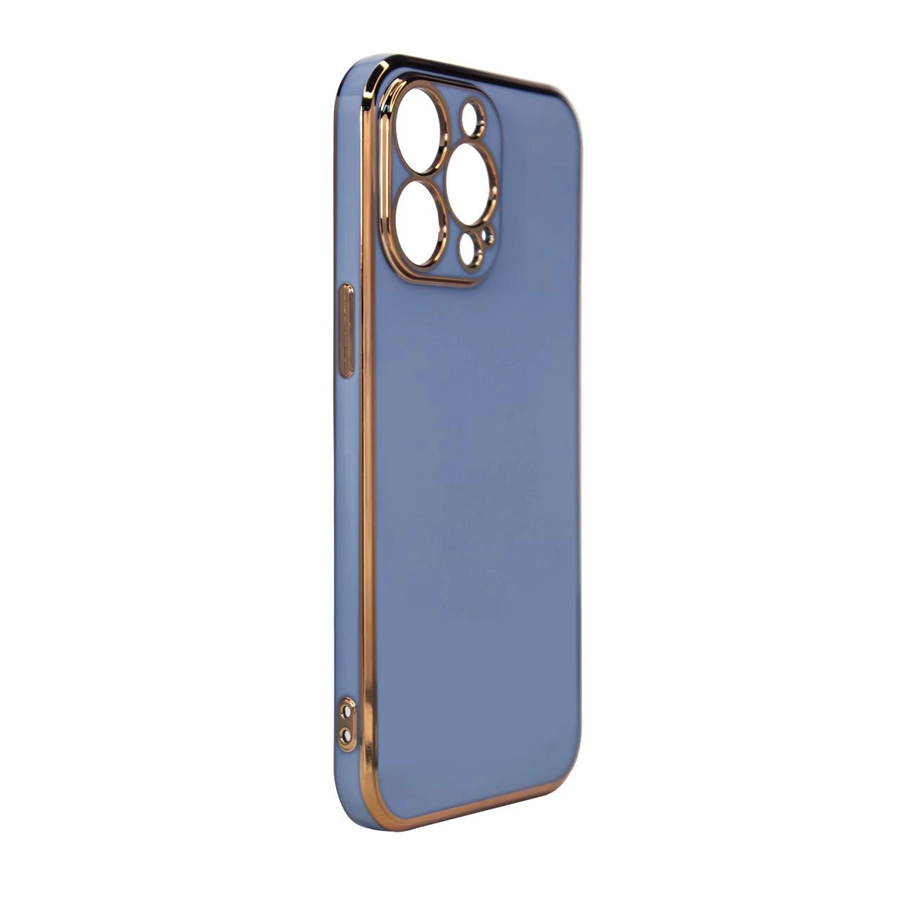 Lighting Color dėklas iPhone 12 Pro Max mėlynas gelio dėklas su auksiniu rėmeliu - Image 2