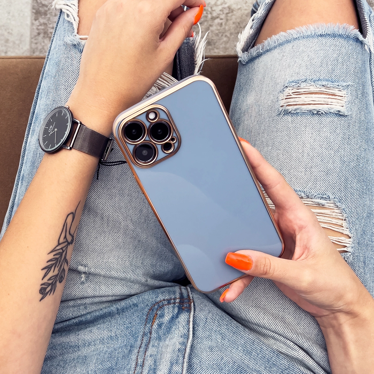 Lighting Color dėklas Samsung Galaxy A13 5G gelio dėklas su auksiniu rėmeliu baltas - Image 7
