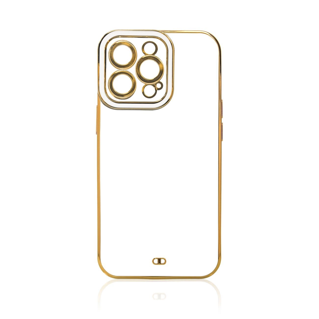 Fashion dėklas Samsung Galaxy A13 5G gelio dėklas baltas su auksiniu rėmeliu - Image 3
