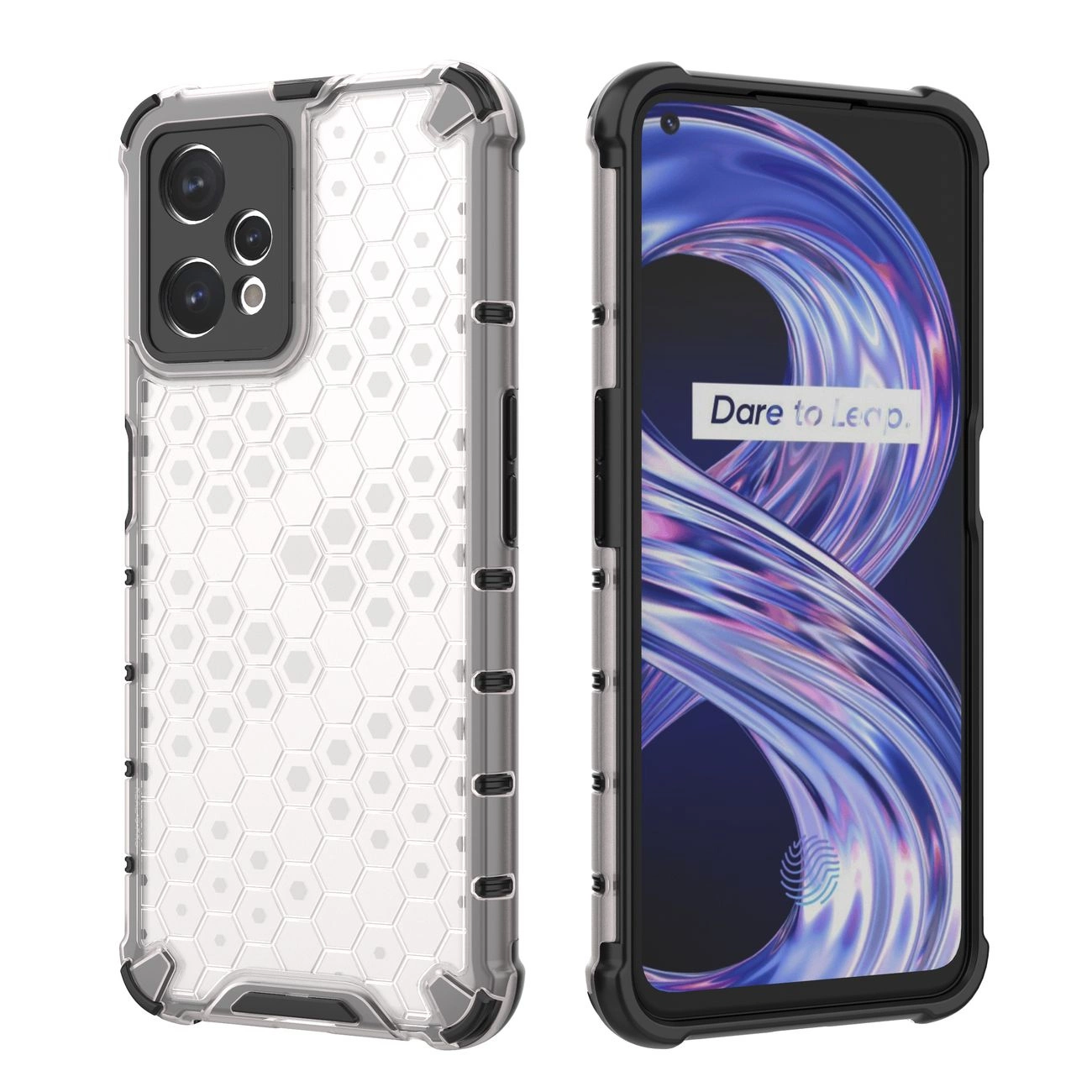 Honeycomb dėklas su šarvuotu dangteliu ir gelio rėmeliu Realme 9 Pro, permatomas - Image 14