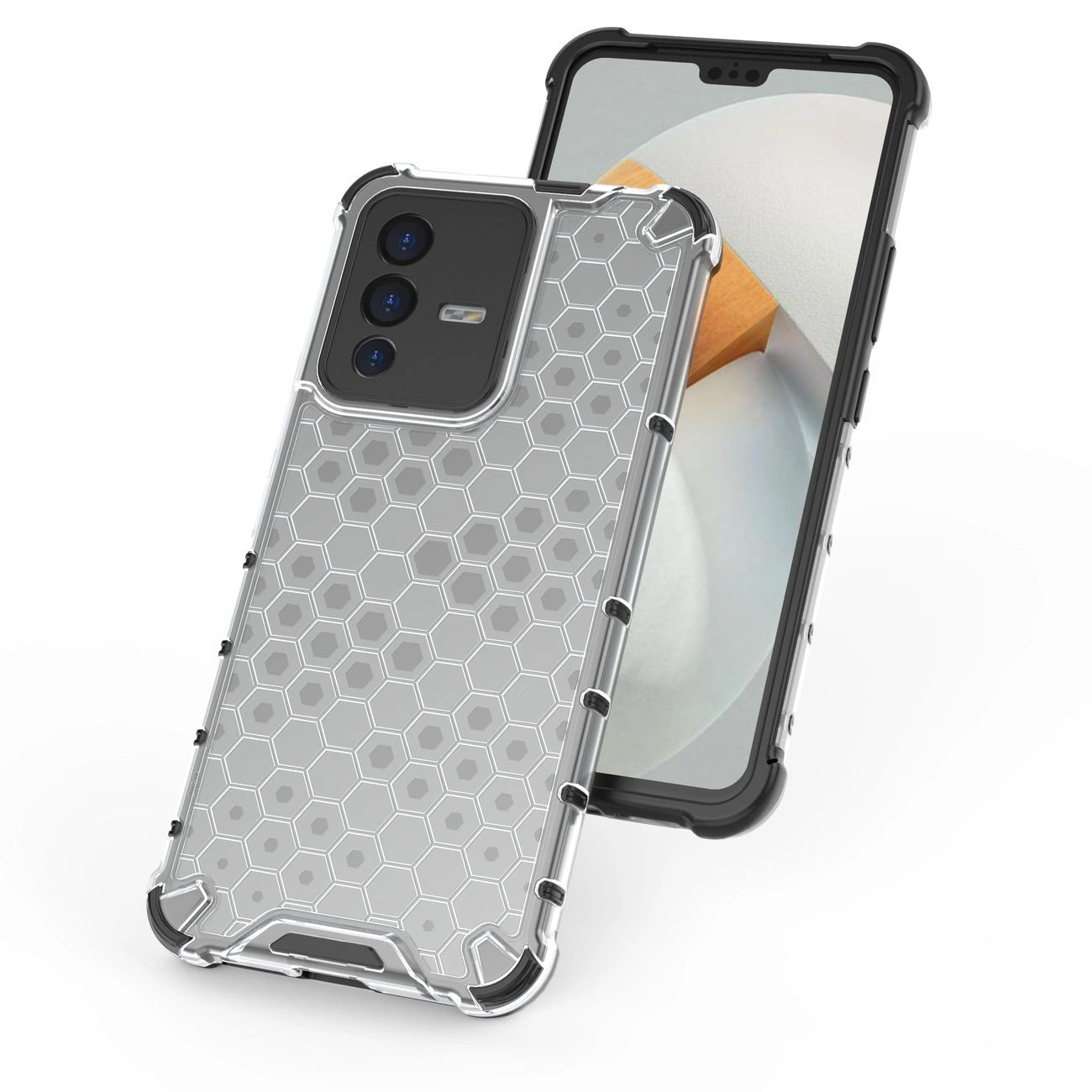 Honeycomb dėklas su šarvuotu dangteliu ir gelio rėmeliu Vivo V23 5G, juodas - Image 13