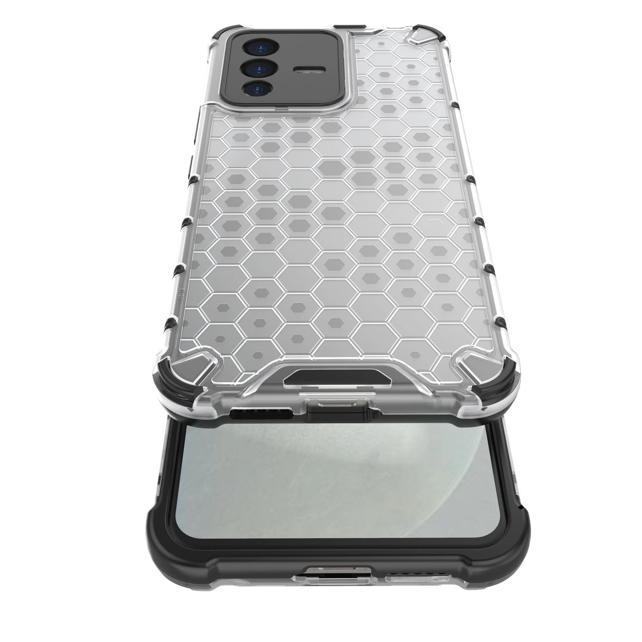 Honeycomb dėklas su šarvuotu dangteliu ir gelio rėmeliu Vivo V23 5G, juodas - Image 14