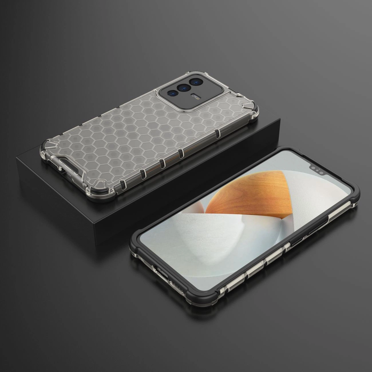 Honeycomb dėklas su šarvuotu dangteliu ir gelio rėmeliu Vivo V23 5G, juodas - Image 2