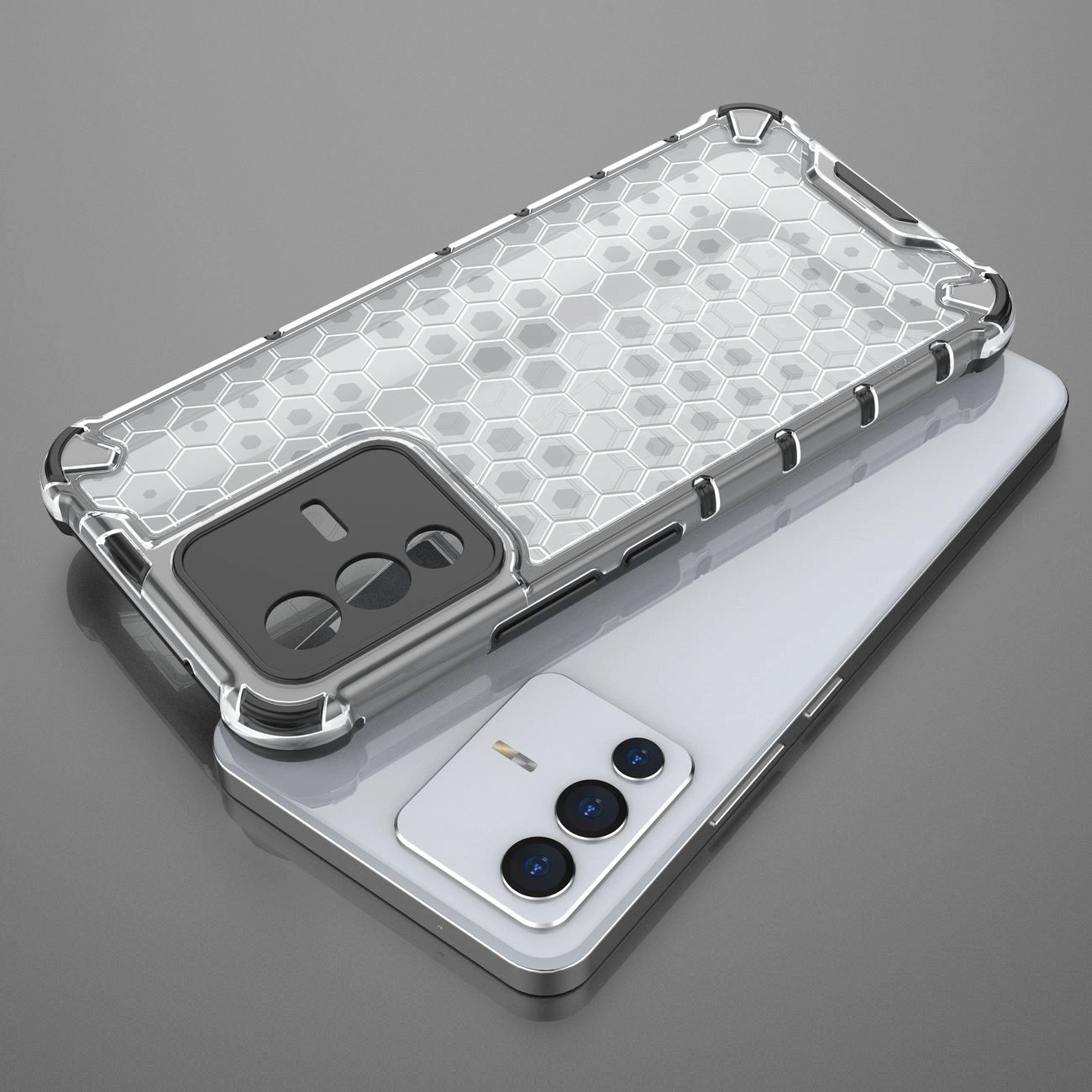 Honeycomb dėklas su šarvuotu dangteliu ir gelio rėmeliu Vivo V23 5G, juodas - Image 20