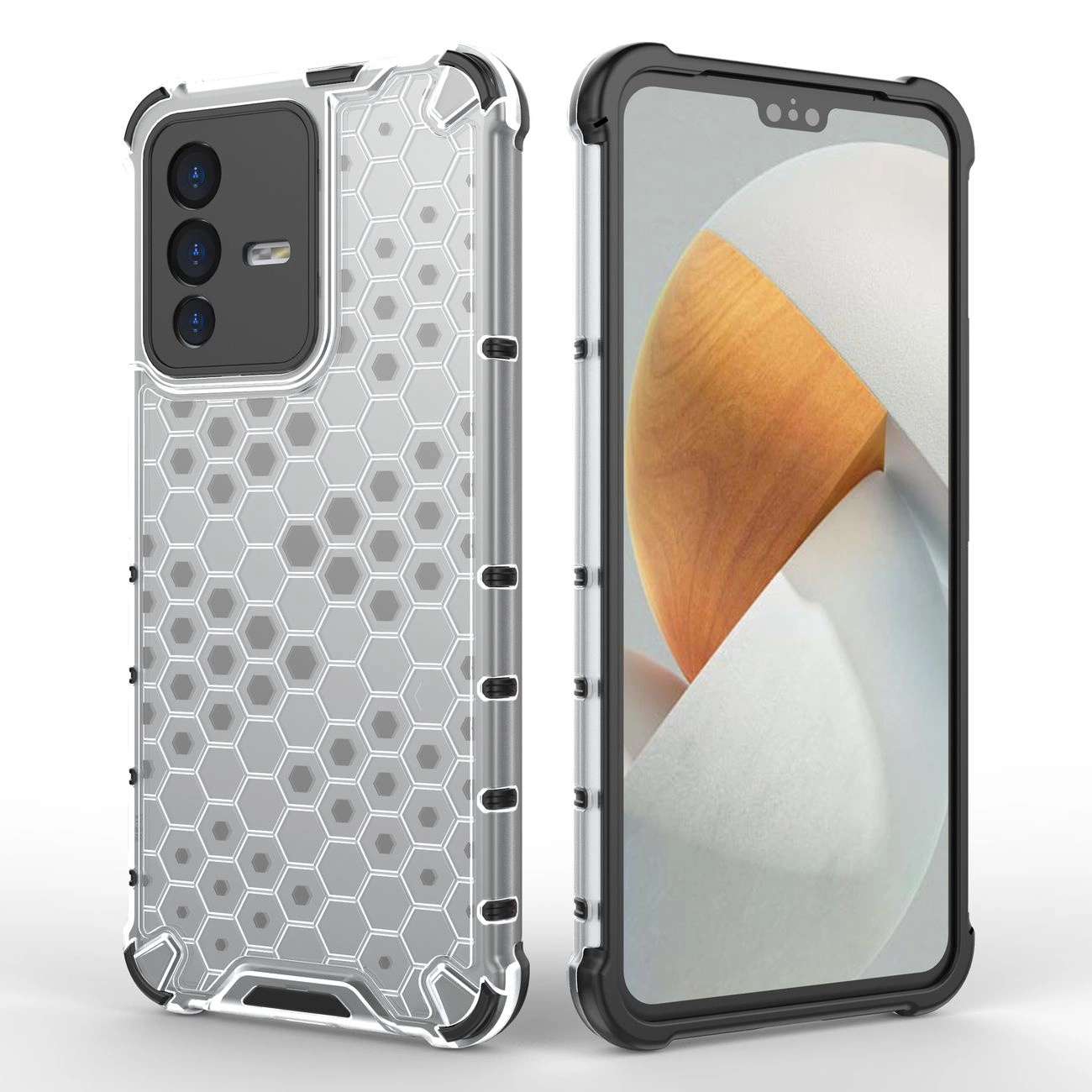 Honeycomb dėklas su šarvuotu dangteliu ir gelio rėmeliu Vivo V23 5G, juodas - Image 9