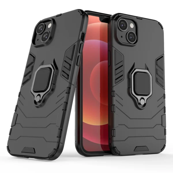 Ring Armor dėklas iPhone 14 Plus, šarvuotas, su magnetiniu laikikliu ir juodu žiedu - Image 2