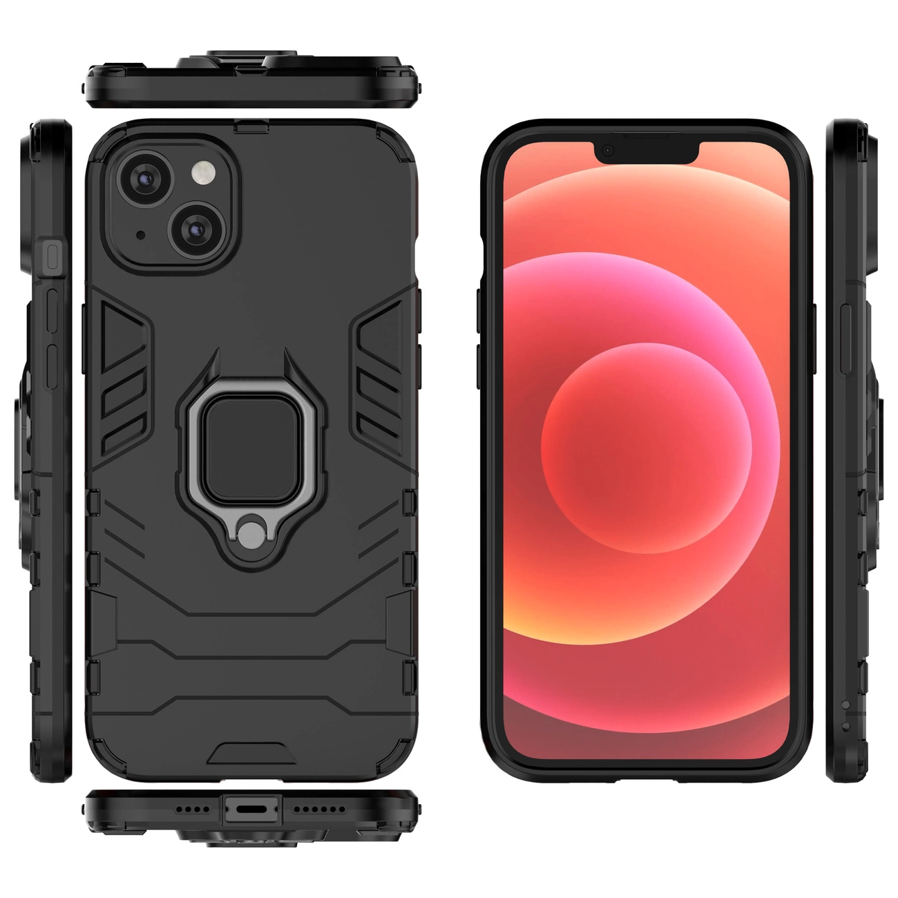 Ring Armor dėklas iPhone 14 Pro, šarvuotas, su magnetiniu laikikliu ir juodu žiedu - Image 6