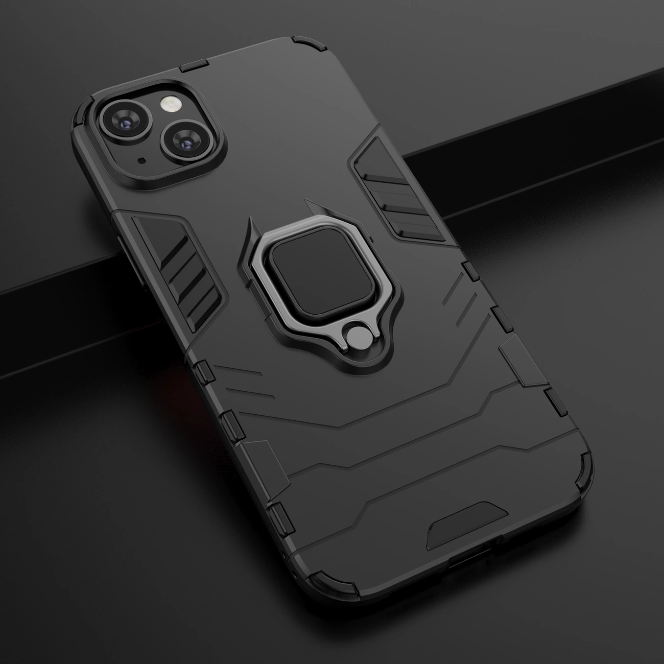 Ring Armor dėklas iPhone 14 Pro, šarvuotas, su magnetiniu laikikliu ir juodu žiedu - Image 8