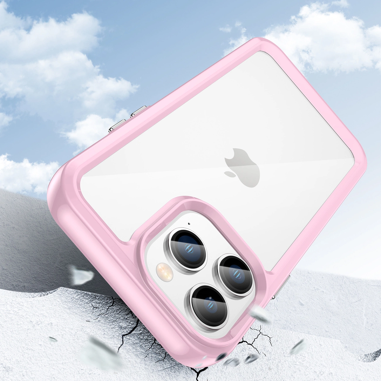 Outer Space dėklas iPhone 14 Pro, kietas, su gelio rėmeliu, rožinis - Image 3