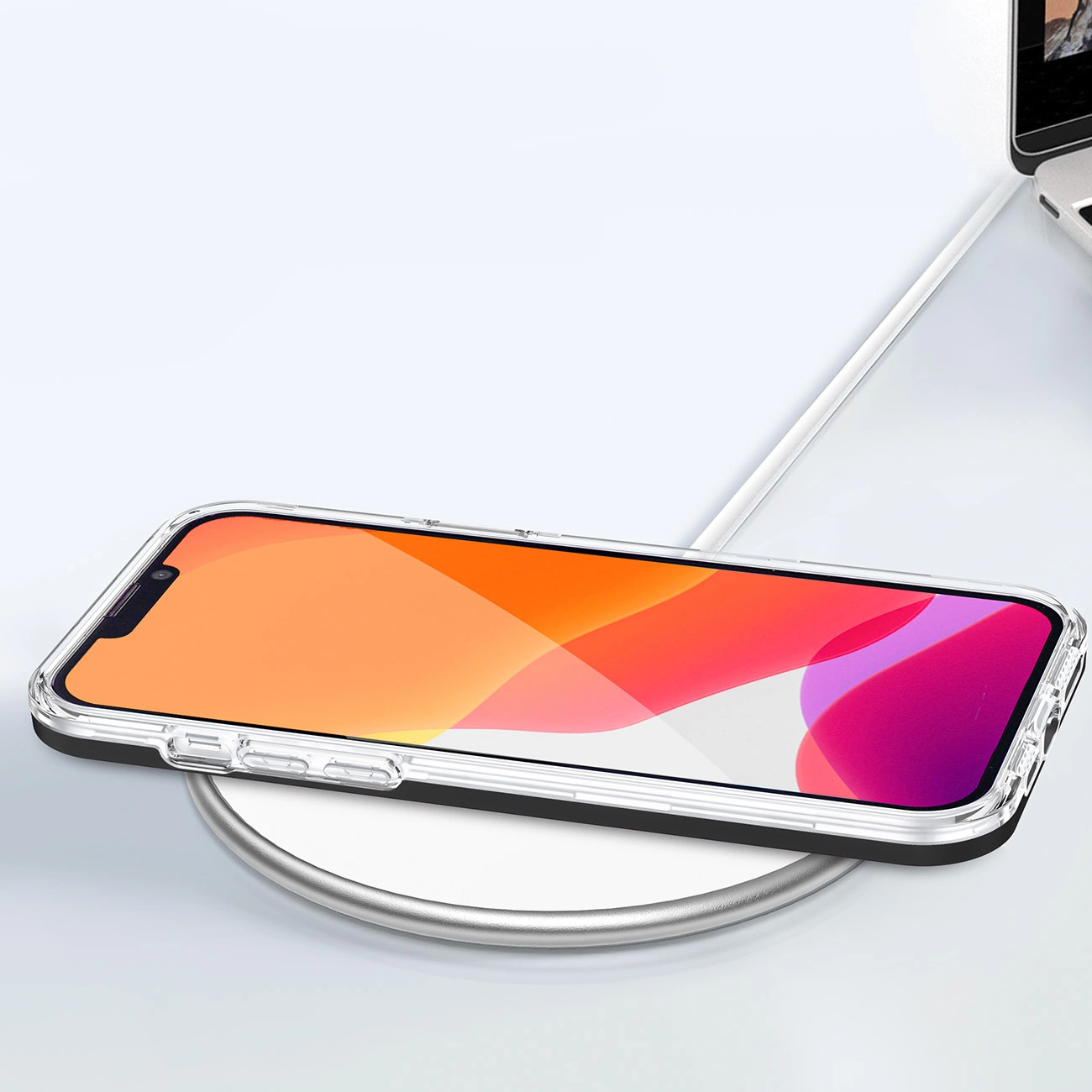 Clear 3in1 dėklas iPhone 14 Plus, silikoninis, su rėmeliu, raudonas - Image 5