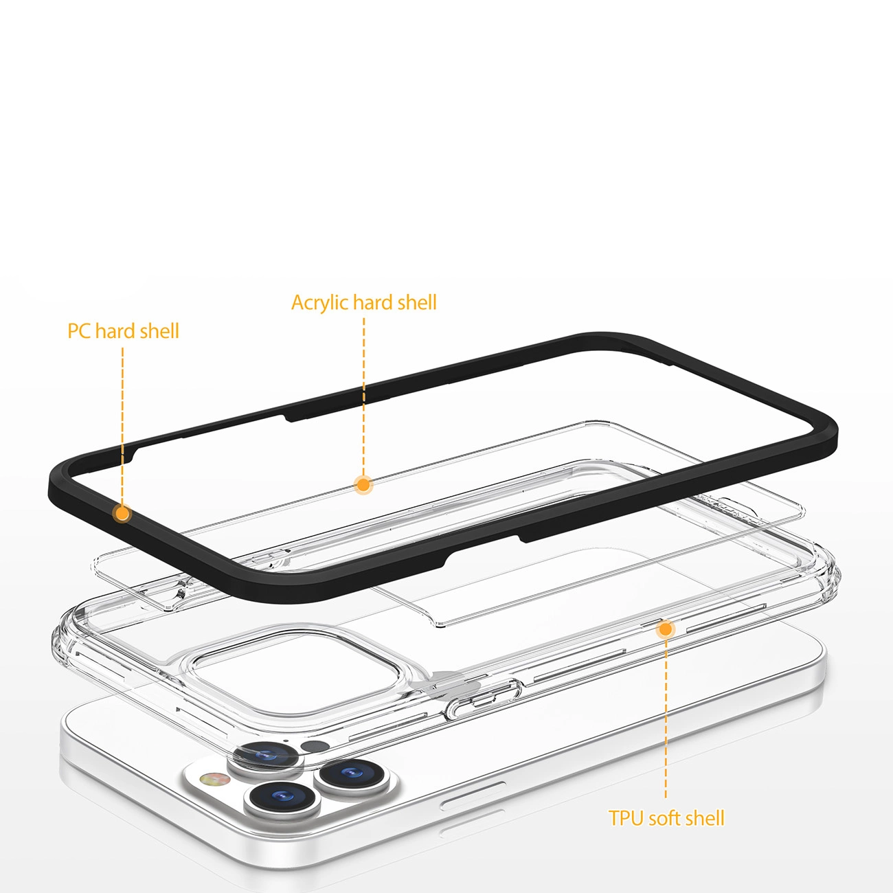 Clear 3in1 dėklas iPhone 14 Pro Max, silikoninis, su rėmeliu, raudonas - Image 4