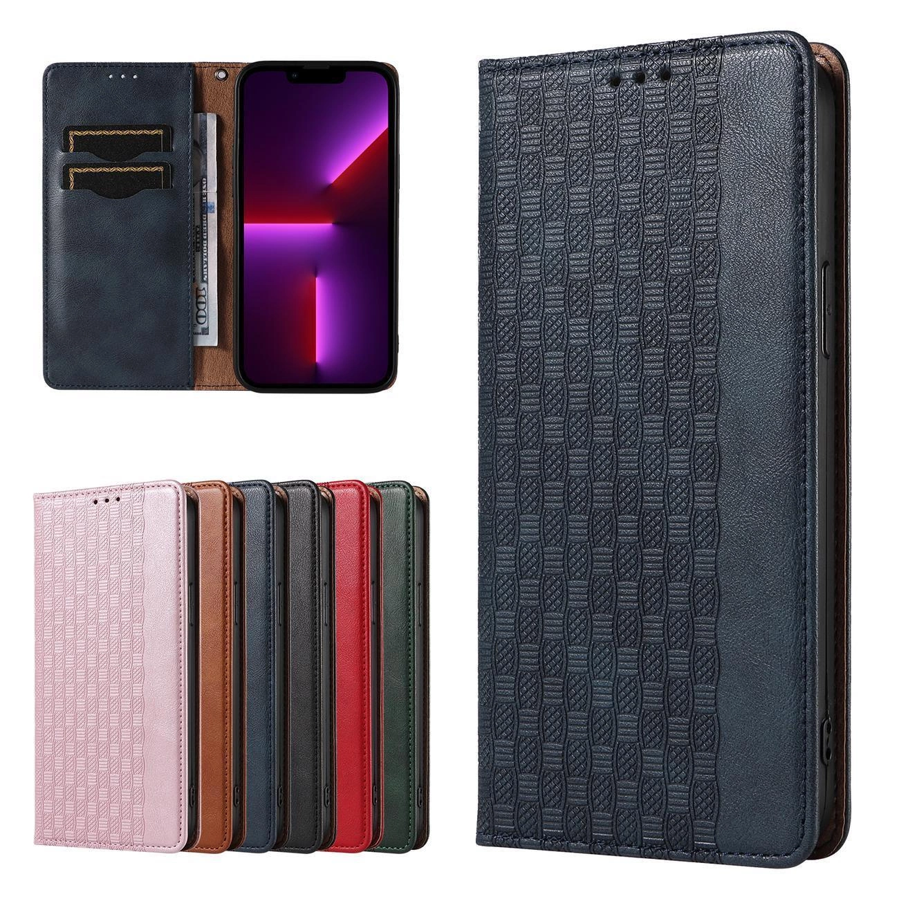 Magnet Strap Case dėklas iPhone 14 knygutė su mini dirželiu ir stovu mėlynas - Image 2