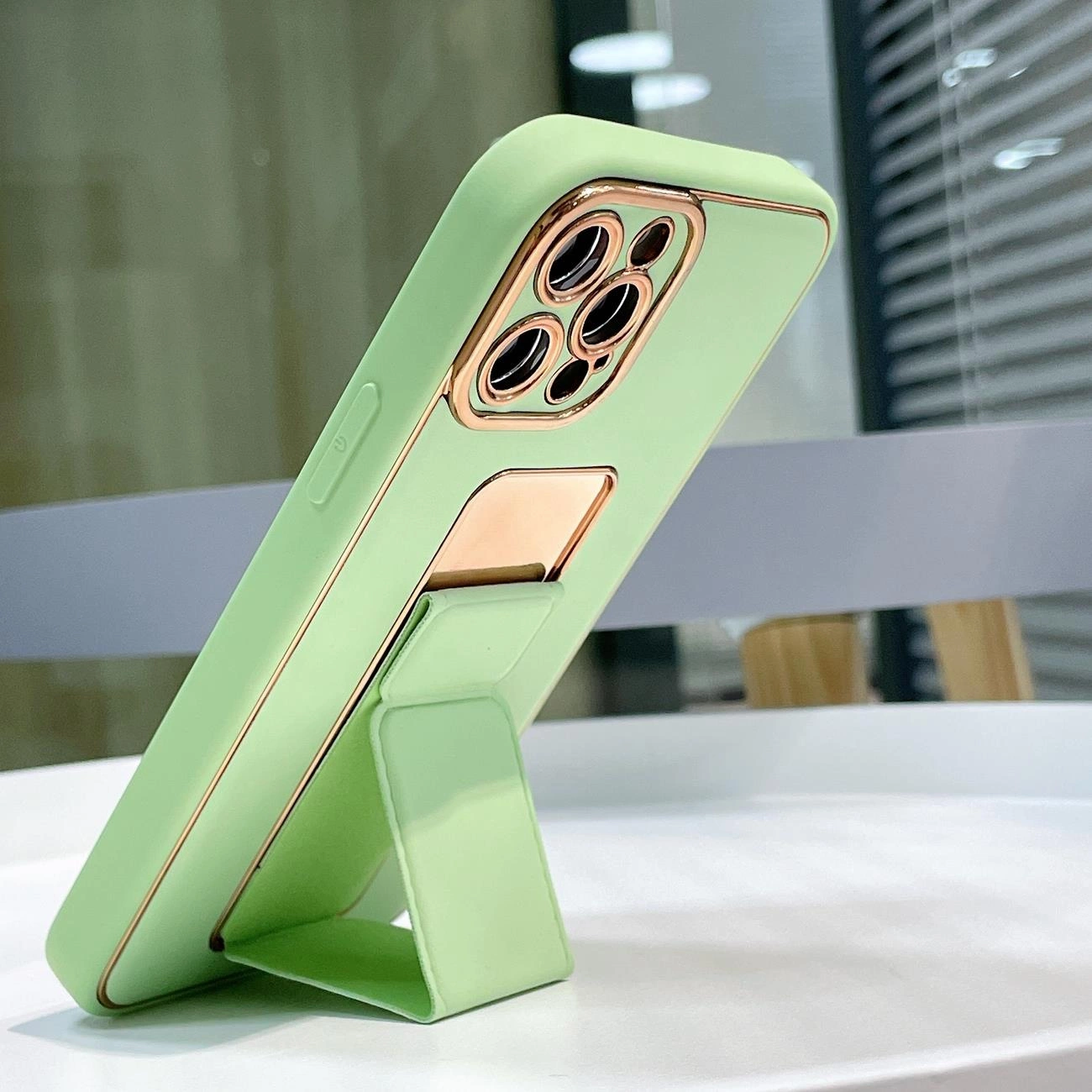New Kickstand Case dėklas iPhone 13 Pro Max su stovu mėlynas - Image 16