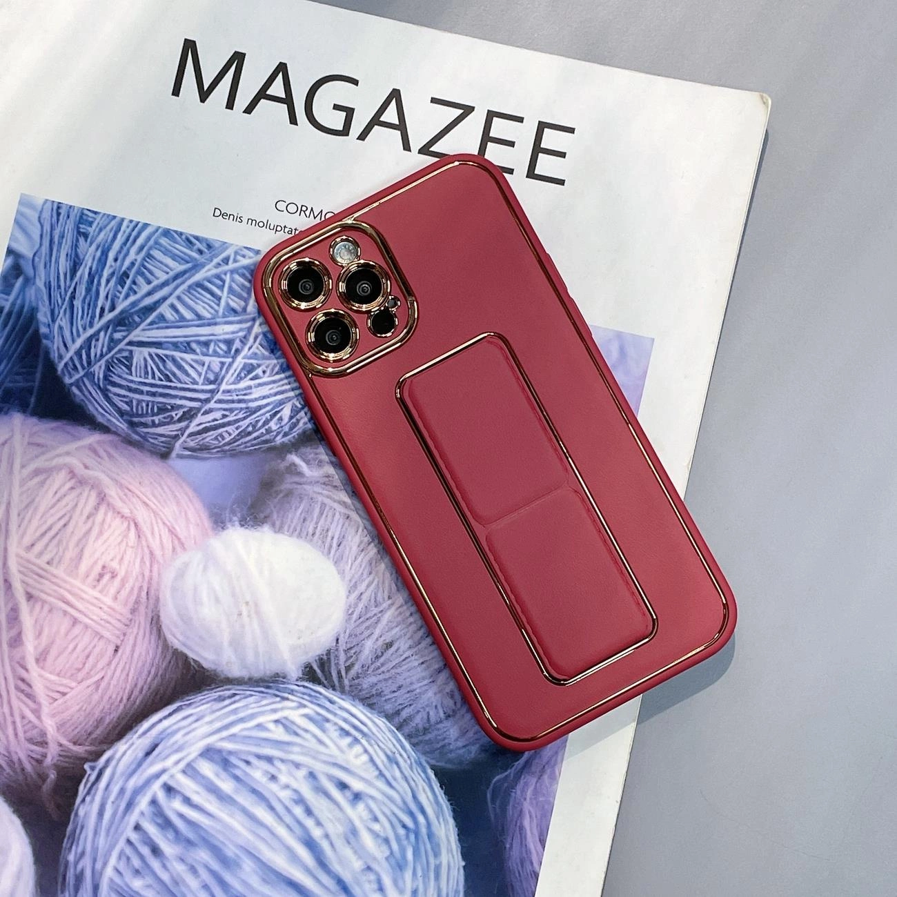 New Kickstand Case dėklas Samsung Galaxy A12 5G su stovu raudonas - Image 3