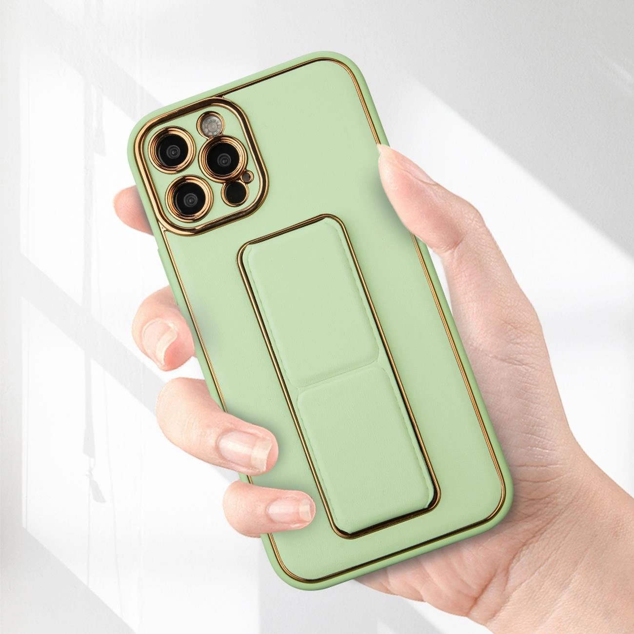 New Kickstand Case dėklas Samsung Galaxy A12 5G su stovu žalias - Image 10