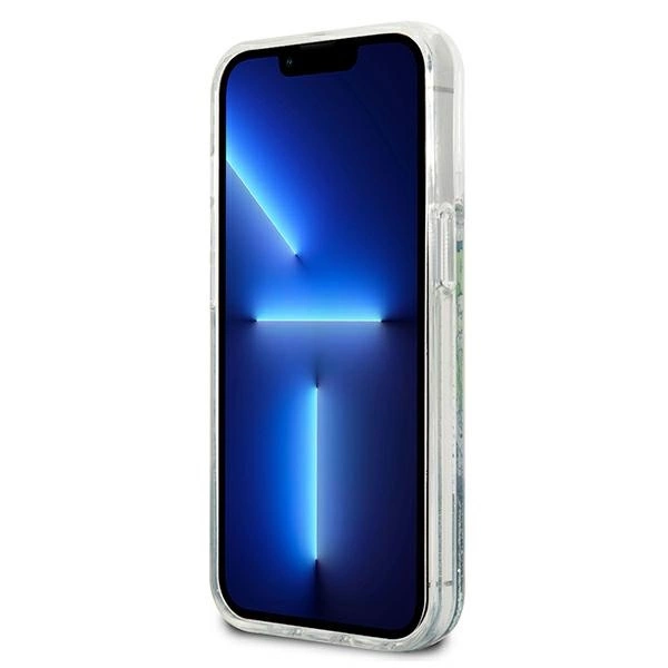 Guess GUHCP13LLFLSN iPhone 13 Pro / 13 6.1" žalias/kietas dėklas Flower Liquid Glitter - Image 5