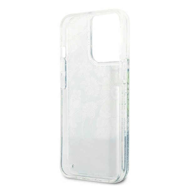 Guess GUHCP13LLFLSN iPhone 13 Pro / 13 6.1" žalias/kietas dėklas Flower Liquid Glitter - Image 7