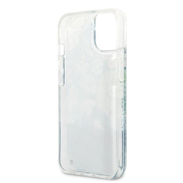 Guess GUHCP13MLFLSN iPhone 13 6.1" žalias/kietas dėklas Flower Liquid Glitter - Image 7