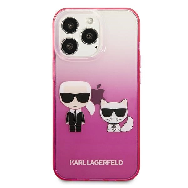 Karl Lagerfeld KLHCP13LTGKCP iPhone 13 Pro / 13 6.1" kietas dėklas rožinis Gradient Ikonik Karl & Choupette - Image 3