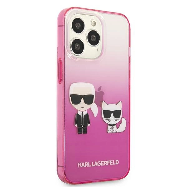 Karl Lagerfeld KLHCP13LTGKCP iPhone 13 Pro / 13 6.1" kietas dėklas rožinis Gradient Ikonik Karl & Choupette - Image 4