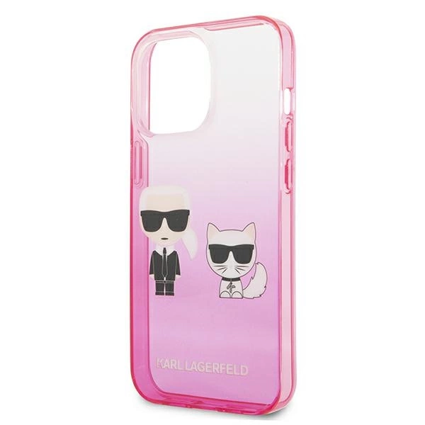 Karl Lagerfeld KLHCP13LTGKCP iPhone 13 Pro / 13 6.1" kietas dėklas rožinis Gradient Ikonik Karl & Choupette - Image 6