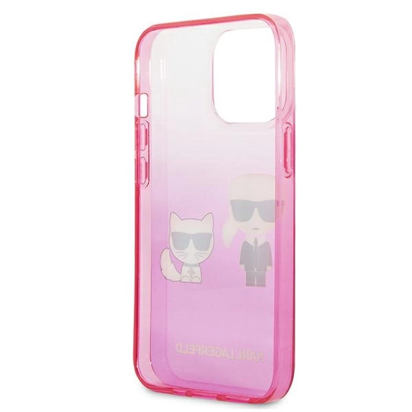 Karl Lagerfeld KLHCP13LTGKCP iPhone 13 Pro / 13 6.1" kietas dėklas rožinis Gradient Ikonik Karl & Choupette - Image 7