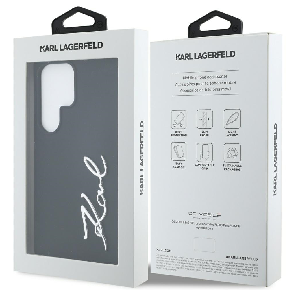 Dėklas Karl Lagerfeld Silicone Metal Signature Logo Samsung Galaxy S25 Ultra juodas