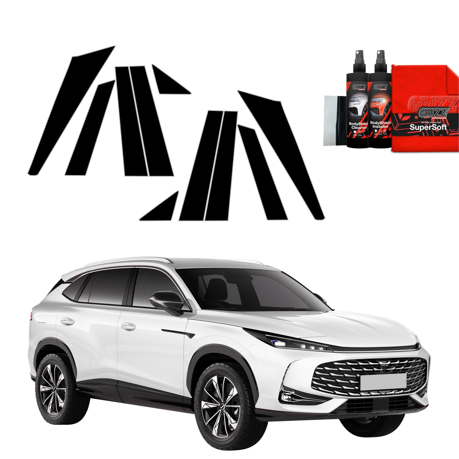 10in1 Black film for pillars for MG HS (2024-2025)