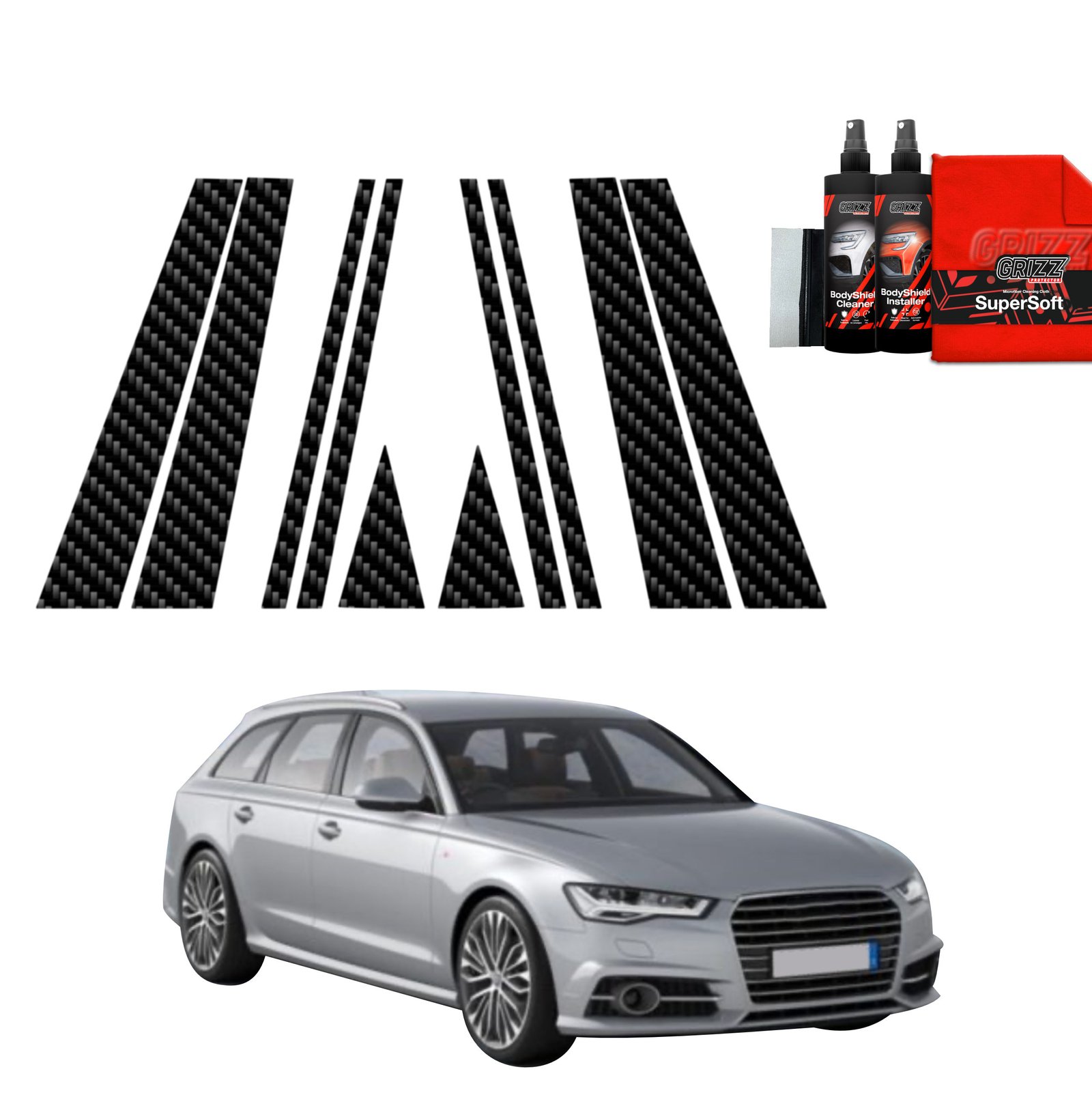 10in1 Carbon film for pillars for Audi A6 C7 Avant Facelifting (2014-2018)
