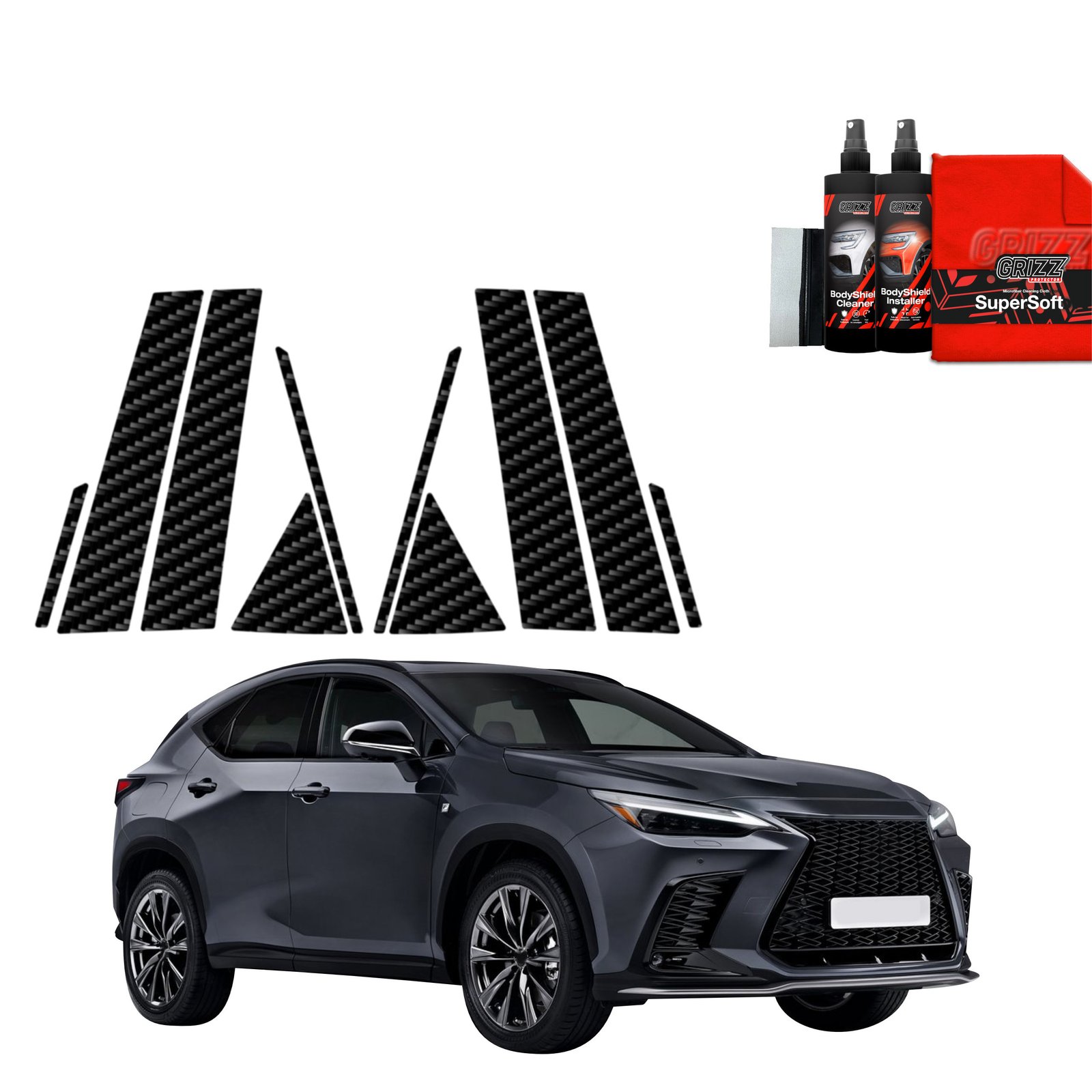 10in1 Carbon film for pillars for Lexus NX 350h (2021-2023)