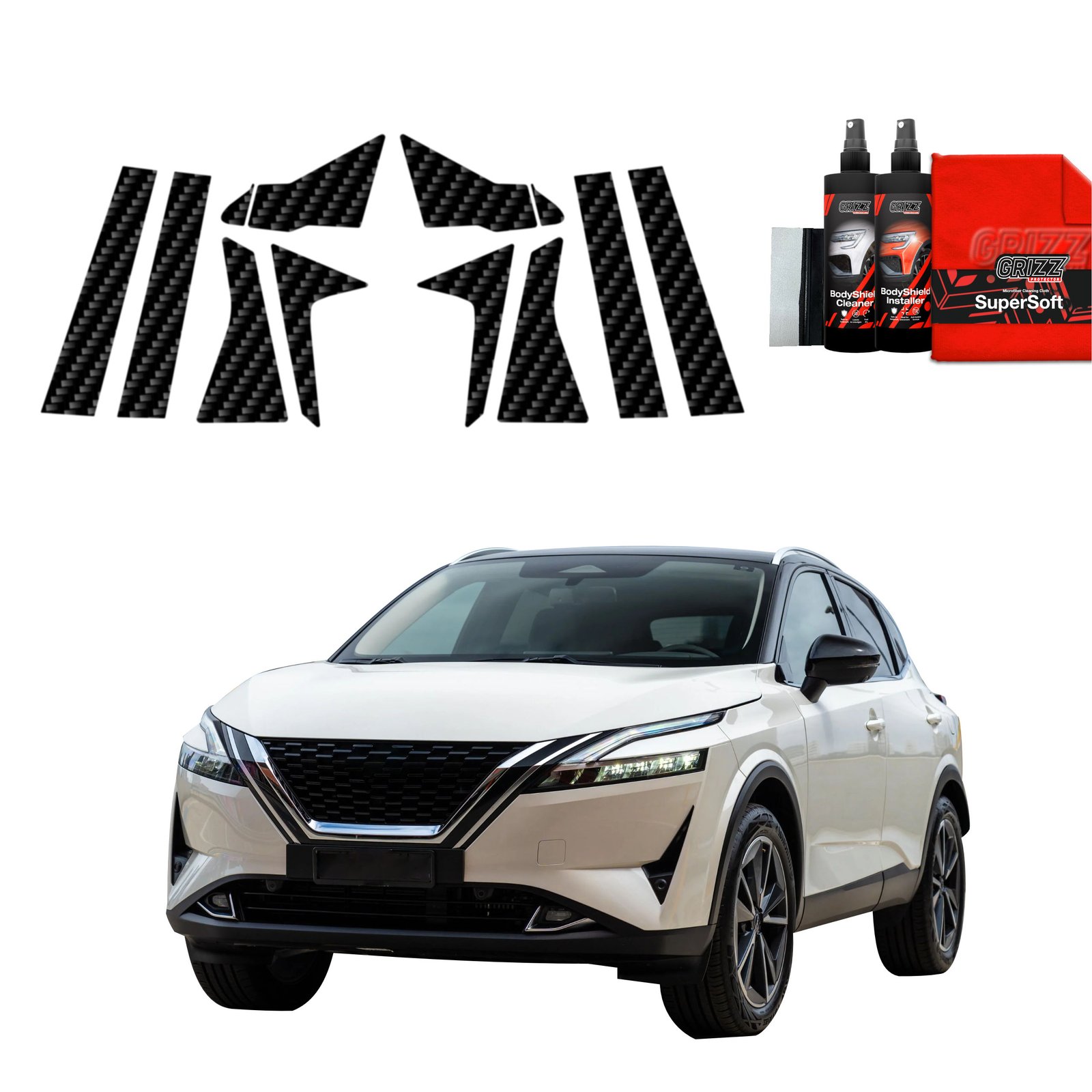 10in1 Carbon film for pillars for Nissan Qashqai 3 (2021-2024)