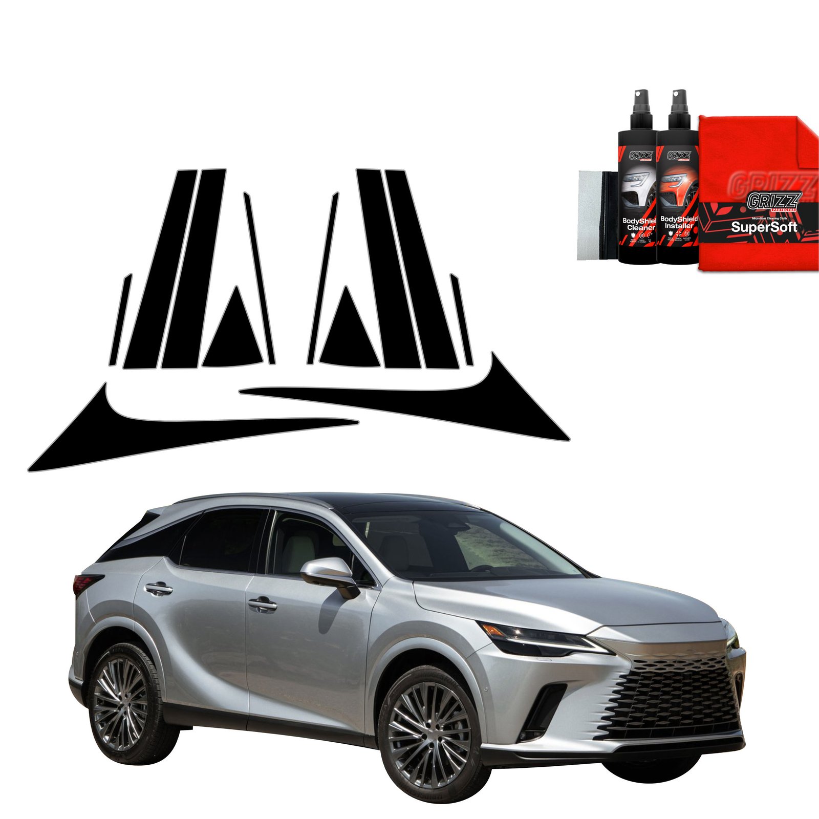 12in1 Black film for pillars for Lexus RX 350h (2022-2025)