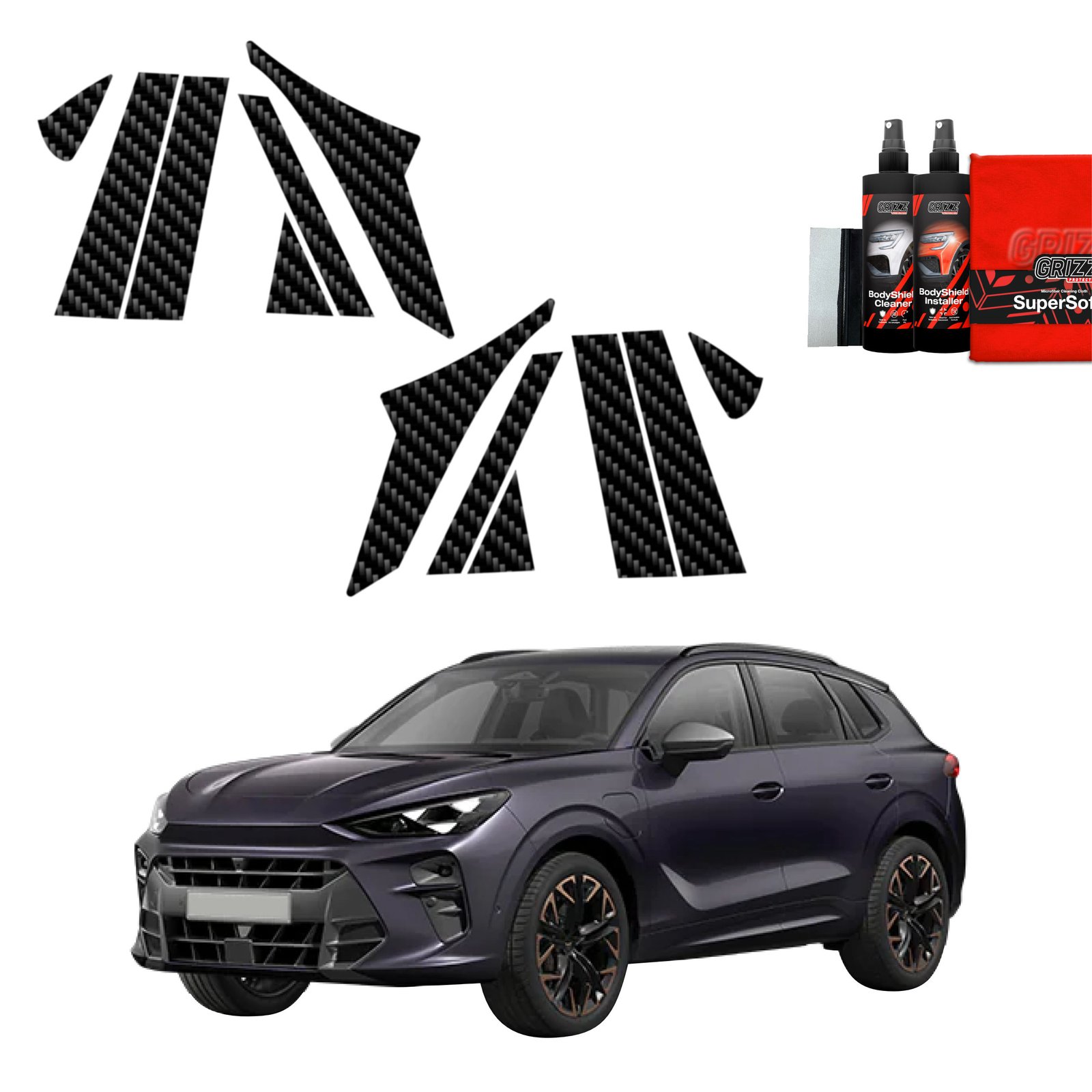 12in1 Carbon film for pillars for Cupra Terramar (2024-2025)
