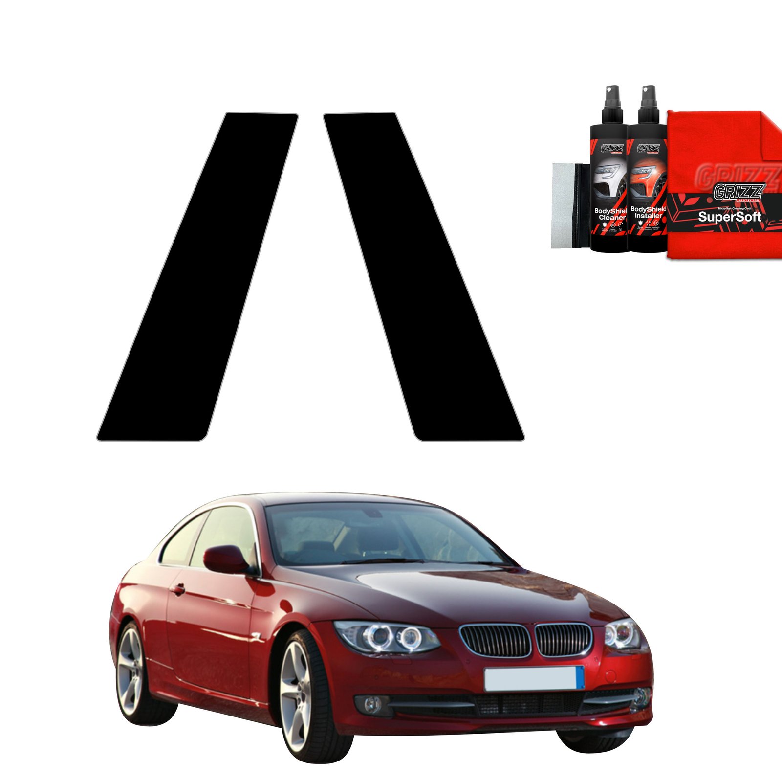 2in1 Black film for pillars for BMW 3 E92 Coupe LCI (2010-2013)